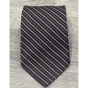 Brooks Brothers‎ Makers Silk Tie Navy with Gold / Brown Thin Stripes Made In USA